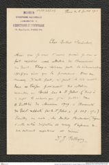 Nachlass Franz Steindachner, Brief von Jacques Pellegrin an Franz Steindachner (02.07.1910), Inv.Nr. 387.03, Seite 1